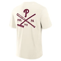 Men's Fanatics Cream Philadelphia Phillies Nostalgia Stadium Slub T-Shirt