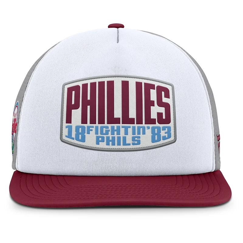 Men's Fanatics Gray/White Philadelphia Phillies Cranked Foam Front Patch Trucker Adjustable Hat