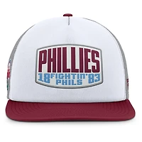 Men's Fanatics Gray/White Philadelphia Phillies Cranked Foam Front Patch Trucker Adjustable Hat