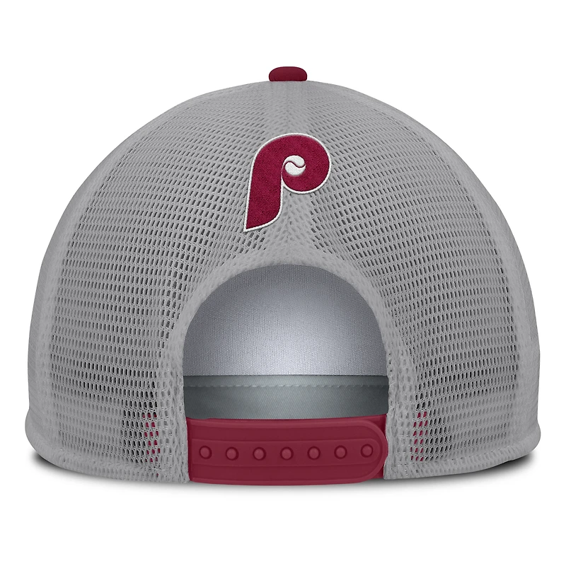 Men's Fanatics Gray/White Philadelphia Phillies Cranked Foam Front Patch Trucker Adjustable Hat