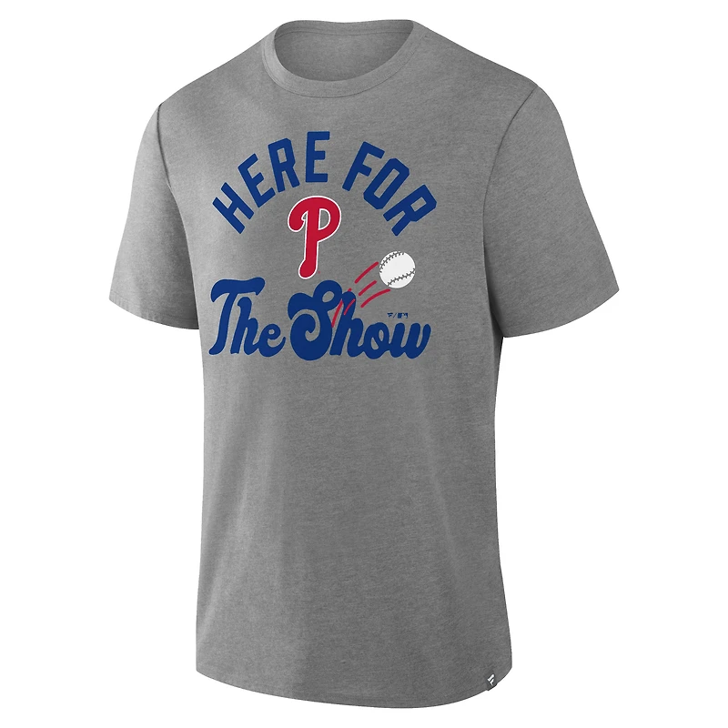 T-shirt tri-blend nostalgique gris chiné Fanatics pour homme des Phillies de Philadelphie