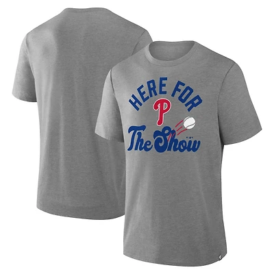 T-shirt tri-blend nostalgique gris chiné Fanatics pour homme des Phillies de Philadelphie