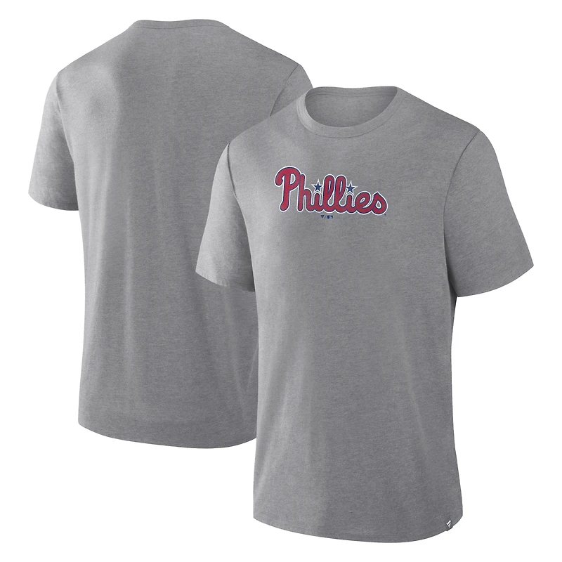 Men's Fanatics Heather Gray Philadelphia Phillies Play Tribute Tri-Blend T-Shirt