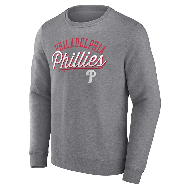 Sweatshirt à capuche Fanatics Heather Grey Philadelphia Phillies Simplicity pour hommes