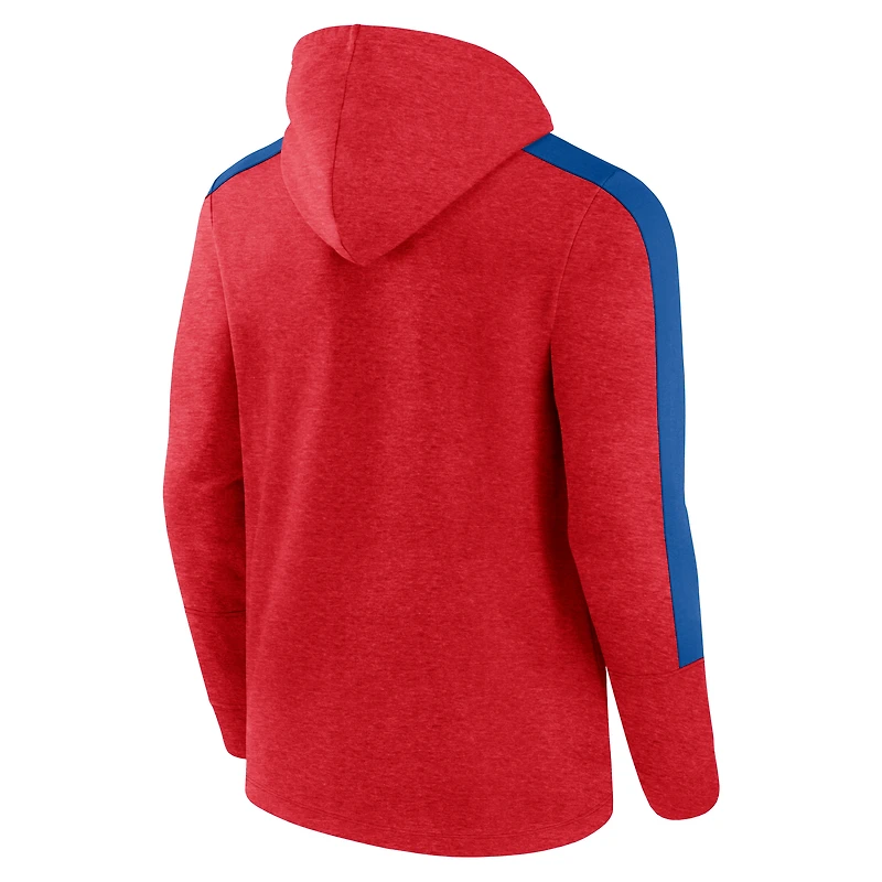Sweat à capuche zippé en polaire Fanatics Heather Red Philadelphia Phillies Gains pour homme