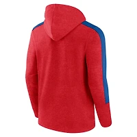 Sweat à capuche zippé en polaire Fanatics Heather Red Philadelphia Phillies Gains pour homme