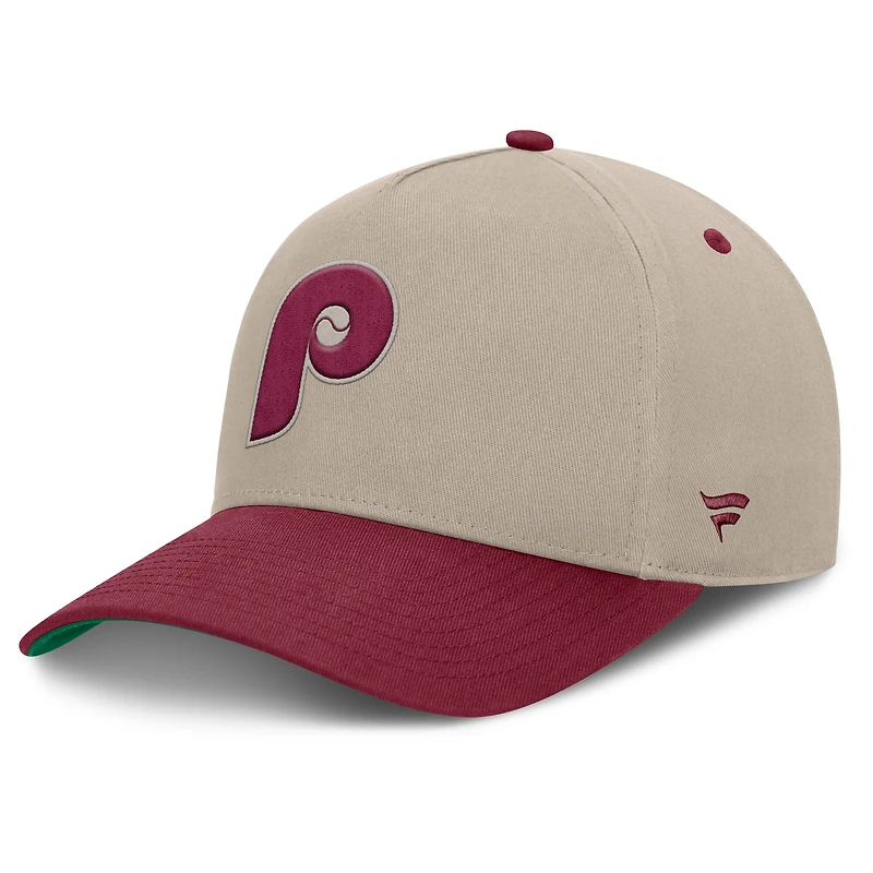 Casquette ajustable Fanatics kaki/bordeaux Philadelphia Phillies Veteran A-Frame pour homme
