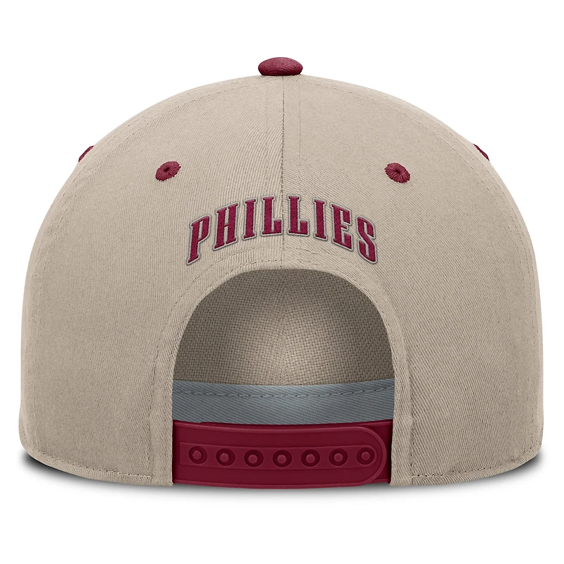 Men's Fanatics Khaki/Burgundy Philadelphia Phillies Veteran A-Frame Adjustable Hat