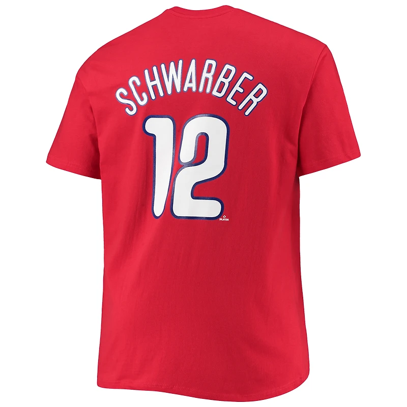 T-shirt Fanatics Kyle Schwarber rouge pour homme, grand et grand, avec nom numéro des Phillies de Philadelphie