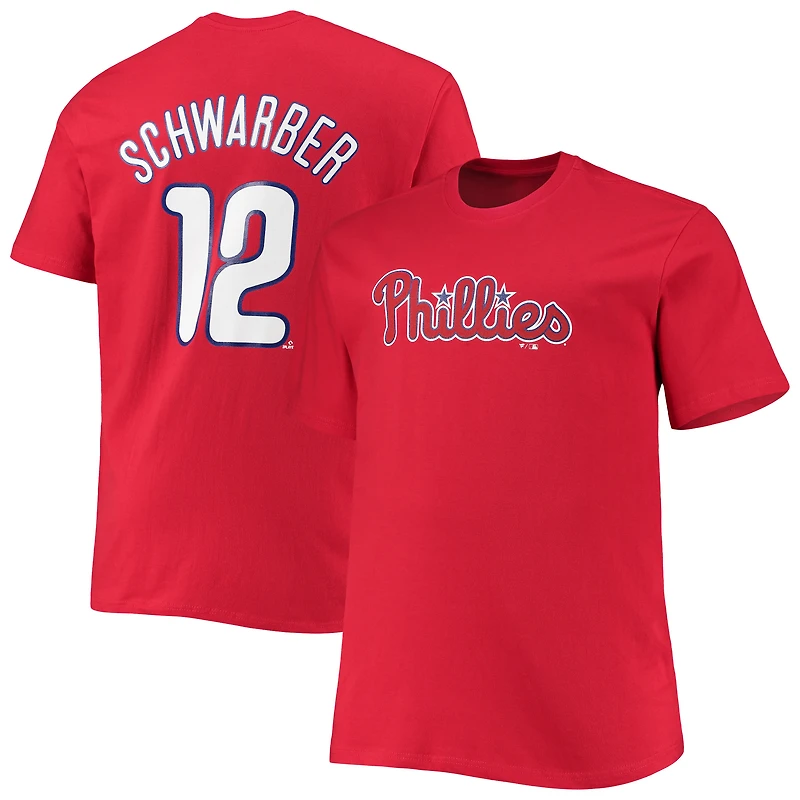 T-shirt Fanatics Kyle Schwarber rouge pour homme, grand et grand, avec nom numéro des Phillies de Philadelphie