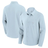 Chemise boutonnée à manches longues Fanatics pour hommes, bleu clair, Philadelphia Phillies Front Office