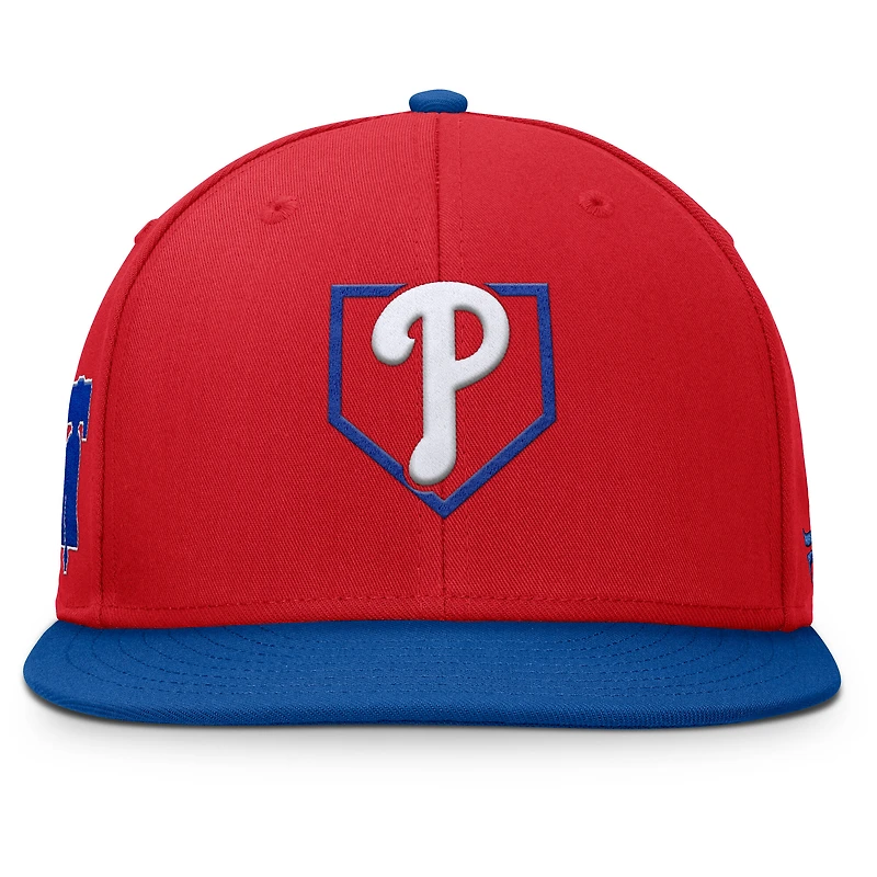 Casquette snapback Fanatics rouge/bleu roi Philadelphia Phillies Batter's Box pour homme
