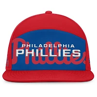 Casquette Snapback Fanatics rouge/bleu royal Philadelphia Phillies Clubhouse Splitter pour homme