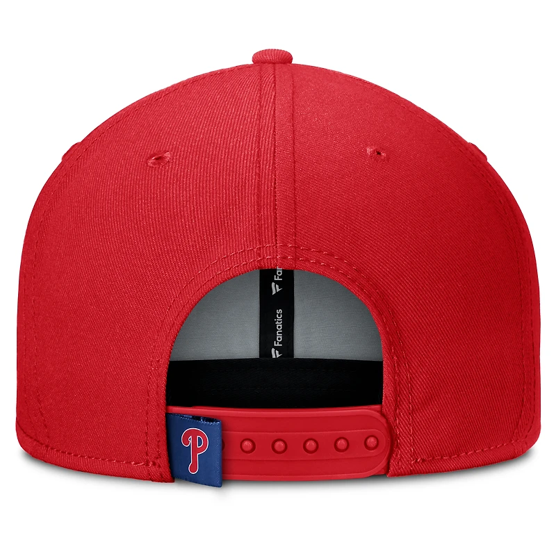 Casquette Snapback Fanatics rouge/bleu royal Philadelphia Phillies Clubhouse Splitter pour homme