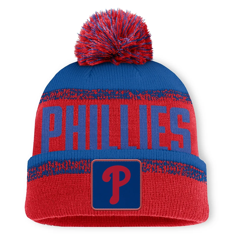 Bonnet en tricot à revers et pompon No-Doubter des Philadelphia Phillies pour homme, rouge/bleu royal