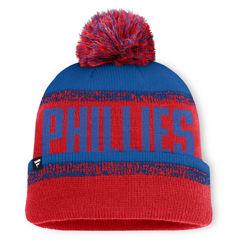 Bonnet en tricot à revers et pompon No-Doubter des Philadelphia Phillies pour homme, rouge/bleu royal