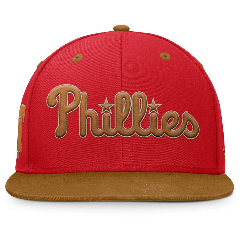 Casquette ajustée Splinter rouge/beige des Phillies de Philadelphie Fanatics pour homme