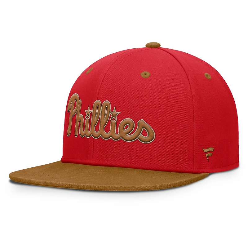 Casquette ajustée Splinter rouge/beige des Phillies de Philadelphie Fanatics pour homme