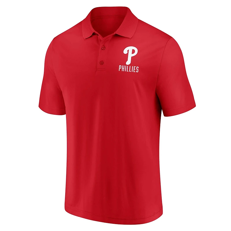 Ensemble de deux polos avec logo Fanatics pour hommes, rouge/blanc, Philadelphia Phillies