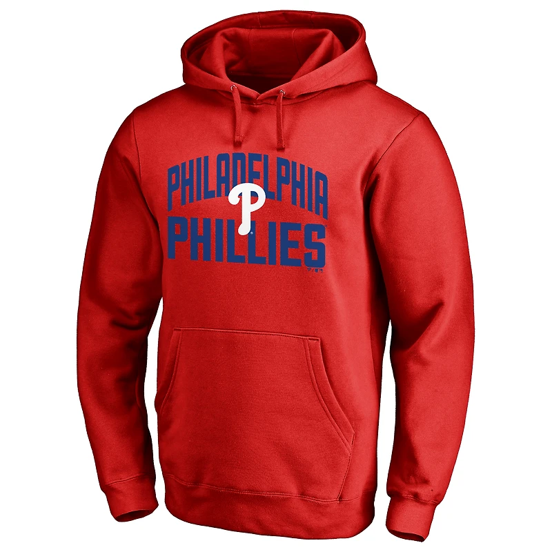Sweat à capuche rouge Fanatics pour hommes Phillies de Philadelphie 2019 Fête des Pères #1 Papa