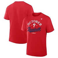 T-shirt Fanatics rouge pour homme, édition 2025 des Philadelphia Phillies, vestiaires de la MLB