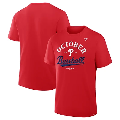 T-shirt Fanatics rouge pour homme, édition 2025 des Philadelphia Phillies, vestiaires de la MLB