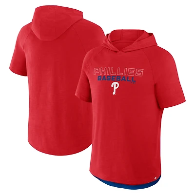 Men's Fanatics Red Philadelphia Phillies Clubhouse Optimal Play Raglan Hoodie T-Shirt