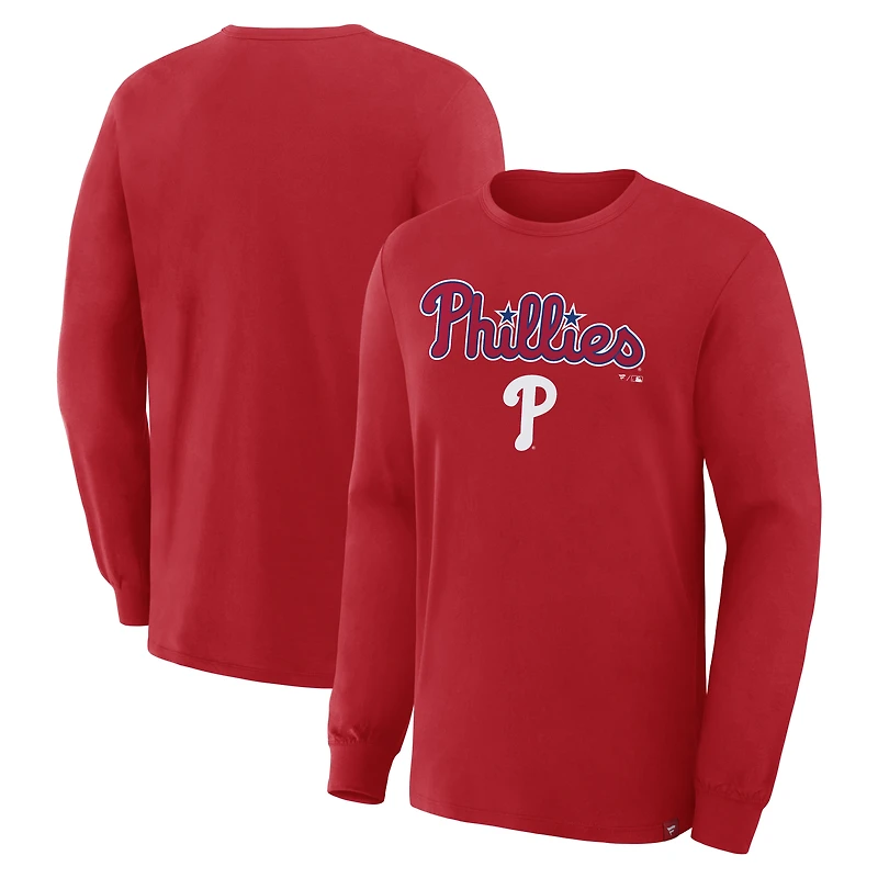 T-shirt à manches longues Fanatics Red Philadelphia Phillies Lock-Up Legacy pour homme