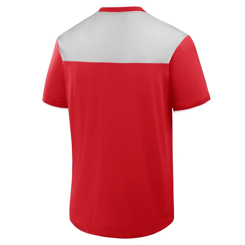 T-shirt col V rouge « Fanatics » pour homme, motif Walk Off des Philadelphia Phillies