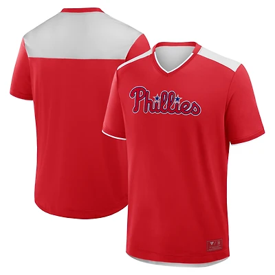 T-shirt col V rouge « Fanatics » pour homme, motif Walk Off des Philadelphia Phillies
