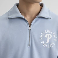 Sweat-shirt à col zippé bleu ciel emblématique des Phillies de Philadelphie Fanatics pour homme