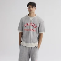 Men's Fanatics Steel Heather Philadelphia Phillies Iconic Terry Short Sleeve Sweatshirt