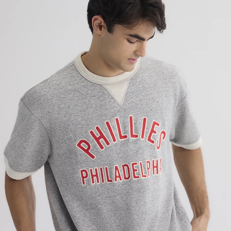 Men's Fanatics Steel Heather Philadelphia Phillies Iconic Terry Short Sleeve Sweatshirt