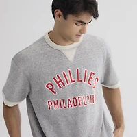 Men's Fanatics Steel Heather Philadelphia Phillies Iconic Terry Short Sleeve Sweatshirt