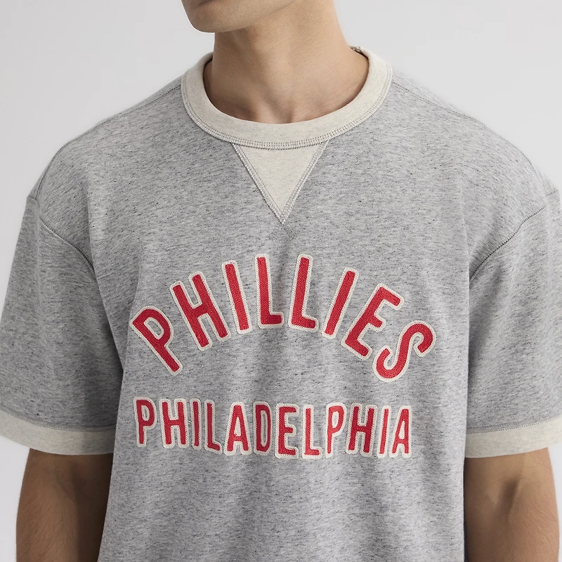Men's Fanatics Steel Heather Philadelphia Phillies Iconic Terry Short Sleeve Sweatshirt