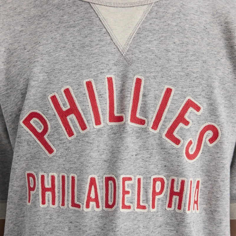 Men's Fanatics Steel Heather Philadelphia Phillies Iconic Terry Short Sleeve Sweatshirt