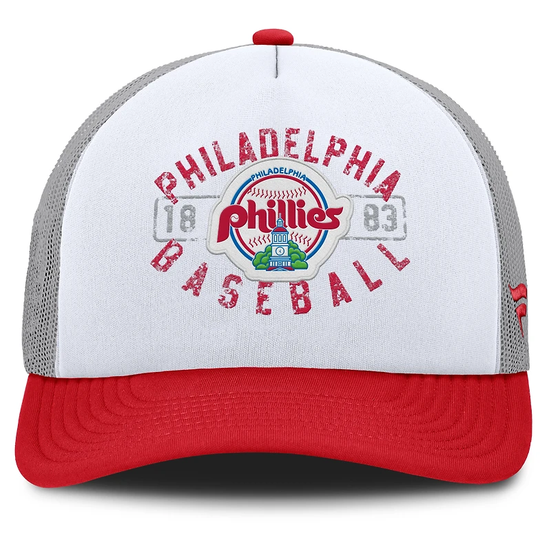 Casquette ajustable en mousse à cadre en A pour homme, blanche et rouge, des Philadelphia Phillies