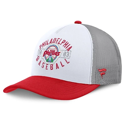 Men's Fanatics White/Red Philadelphia Phillies Designated A-Frame Foam Front Trucker Adjustable Hat
