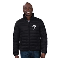 Men's G-III Sports by Carl Banks Black Philadelphia Phillies Packable Neck Pillow Full-Zip Puffer Jacket
