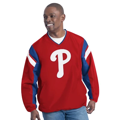 Pull à col en V double couverture rouge G-III Sports by Carl Banks pour homme, motif Philadelphia Phillies