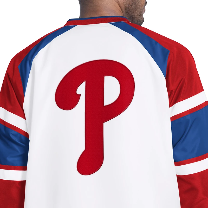 Men's G-III Sports by Carl Banks White/Red Philadelphia Phillies Infield Play Raglan V-Neck Pullover