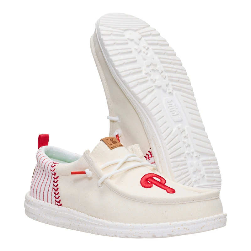 Chaussures décontractées à enfiler Hey Dude blanches Philadelphia Phillies Wally pour hommes