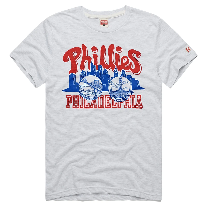 T-shirt homme Homage Ash Philadelphia Phillies Tri-Blend Hyperlocal