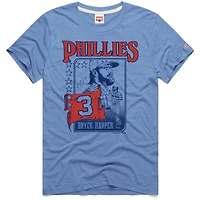 T-shirt graphique bleu clair pour homme, hommage à Bryce Harper, joueur des Phillies de Philadelphie