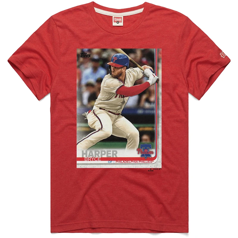 T-shirt rouge pour homme « Hommage à Bryce Harper » des Philadelphia Phillies 2019 Topps Baseball Card Player