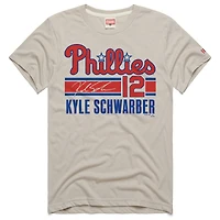 Men's Homage Kyle Schwarber Stone Philadelphia Phillies Signature Name & Number Tri-Blend T-Shirt