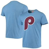 T-shirt bleu clair Homage Phillies de Philadelphie en trois mélanges avec logo dessiné à la main