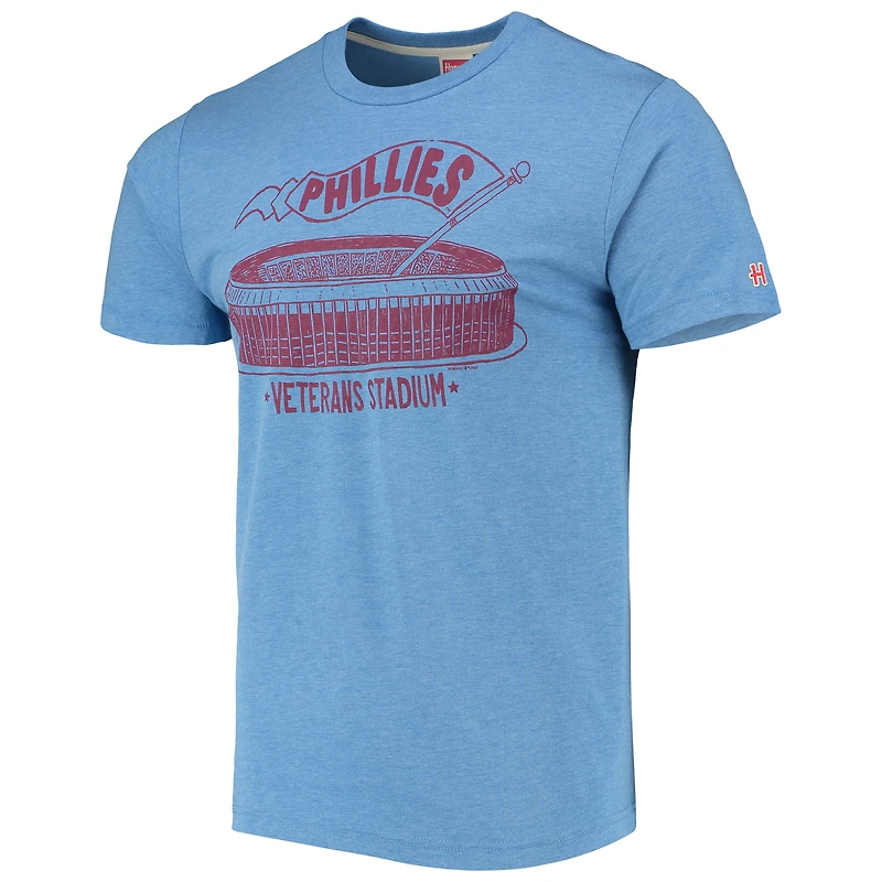 T-shirt triple mélange Homage Light Blue Philadelphia Phillies Veterans Stadium pour homme
