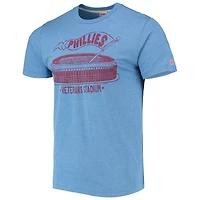 T-shirt triple mélange Homage Light Blue Philadelphia Phillies Veterans Stadium pour homme