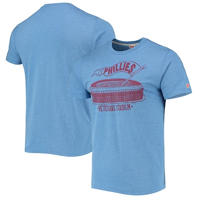 T-shirt triple mélange Homage Light Blue Philadelphia Phillies Veterans Stadium pour homme